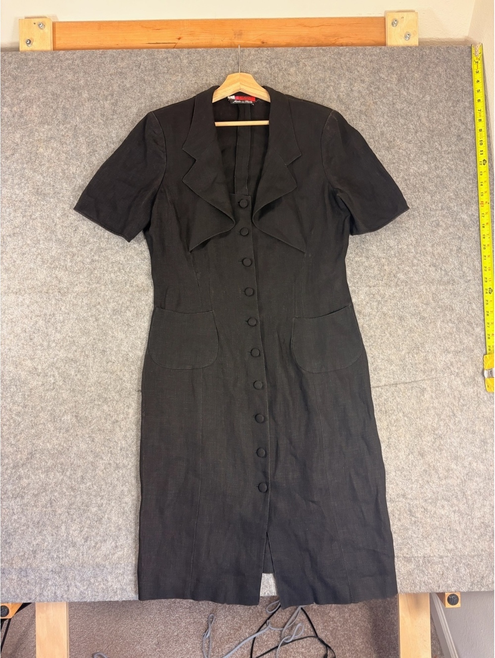 Emanuel Ungaro Black Vintage Linen Solo Donna Italy Dress Size 36